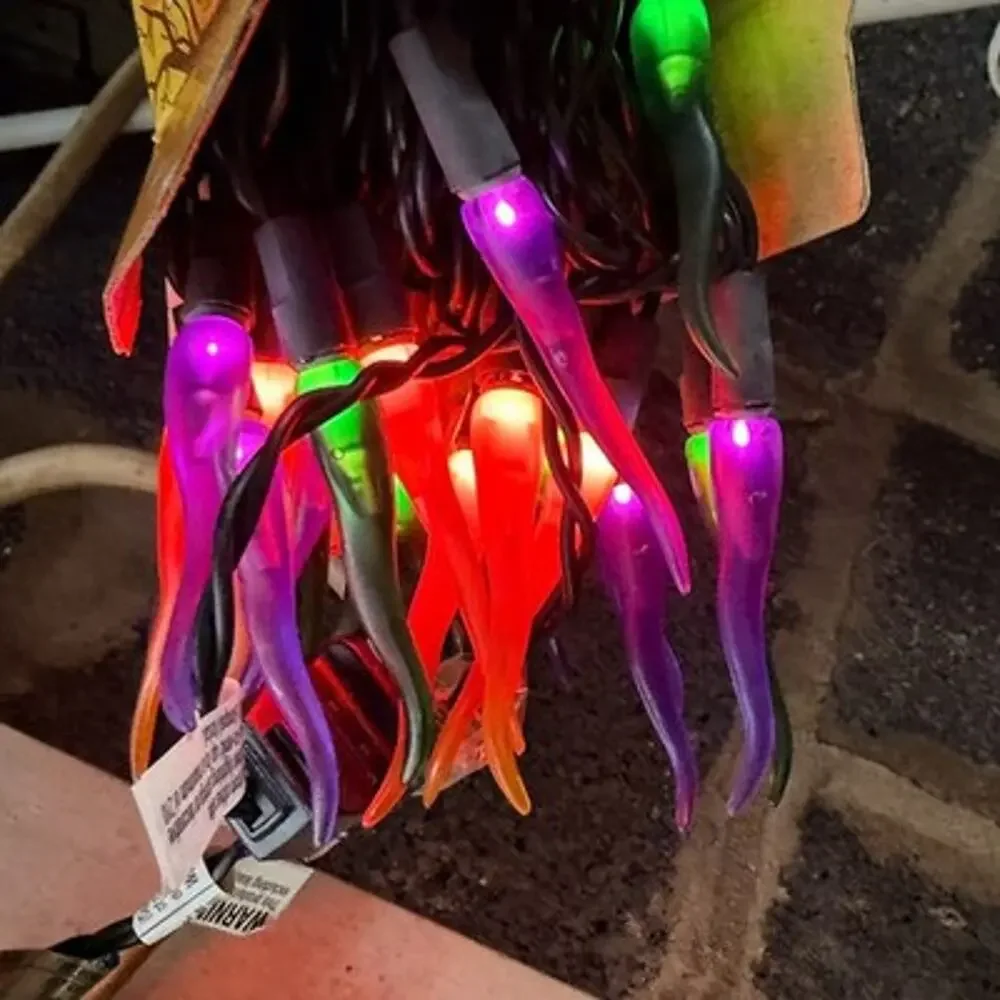 50 Slime String Lights Purple Orange Green Halloween Indoor Outdoor 16' NEW